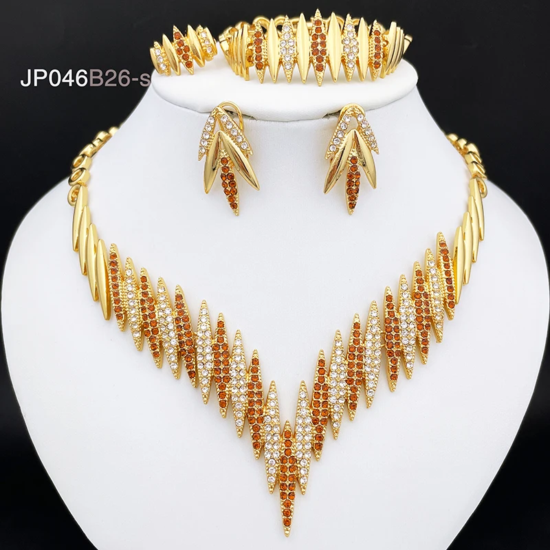 Fashion Jewelry Sets Gold Color Necklace And Earrings For Women 4 Pieces Jewelry Set