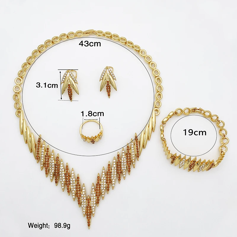 Fashion Jewelry Sets Gold Color Necklace And Earrings For Women 4 Pieces Jewelry Set