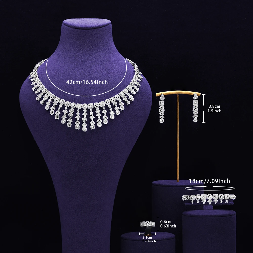 2025 New 4-Piece Bridal Zirconia Full Set Women’s Party Jewelry Set Luxury Dubai Nigeria CZ Crystal Wedding Jewelry Set