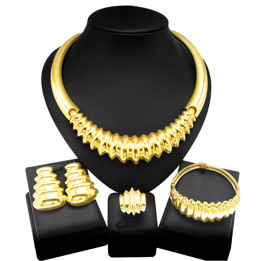 Fashion Woman Necklace Jewelry Set Classic Bone Shape Elegant Woman Wedding Banquet Big Pendant Bracelet Woman's Gift