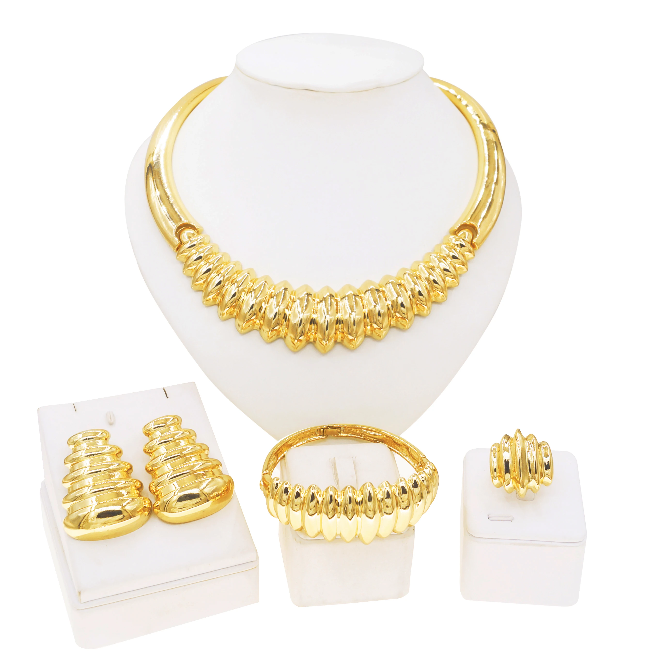 Fashion Woman Necklace Jewelry Set Classic Bone Shape Elegant Woman Wedding Banquet Big Pendant Bracelet Woman's Gift