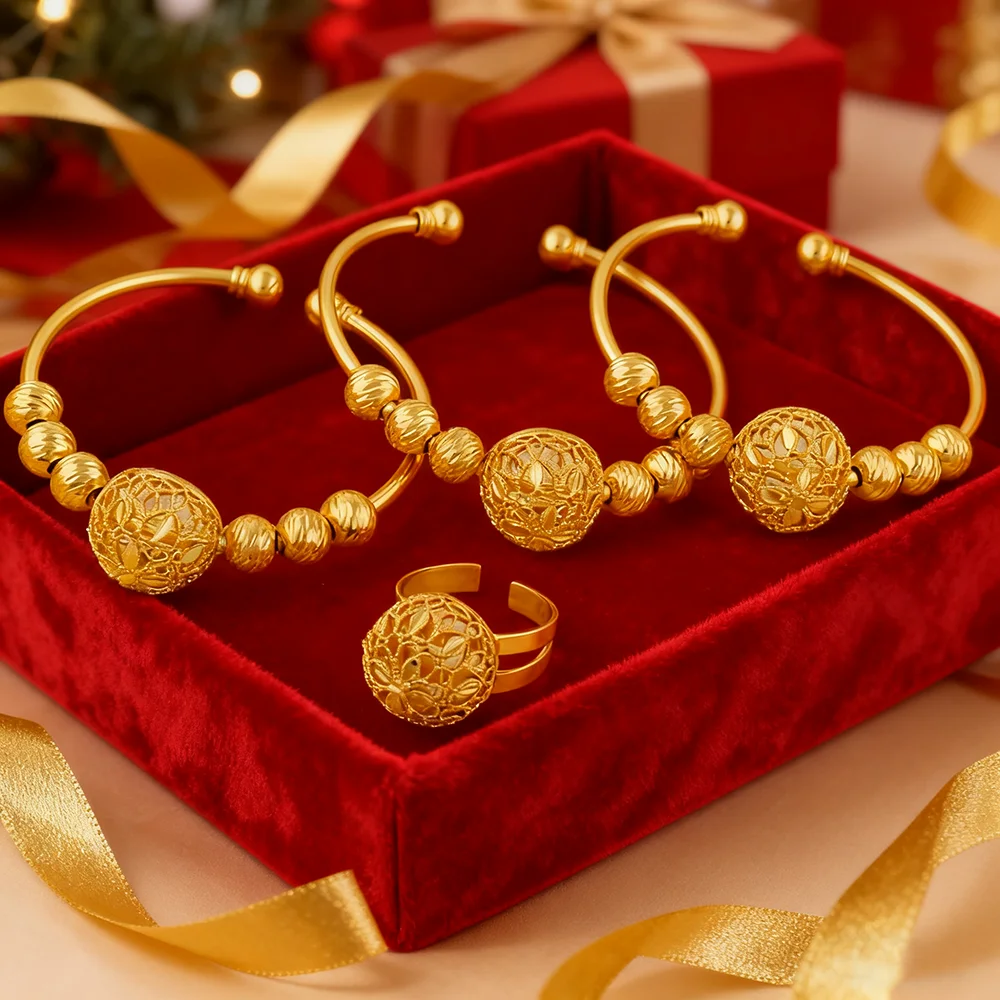 ethiopian hawaiian jewelry bangle 24k gold bracelet for women flower bangle african gifts free shipping birthday gifts