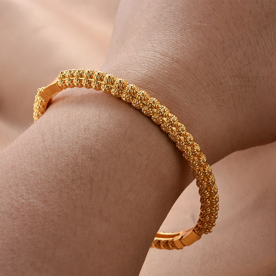 Middle East 4 pieces/batch of copper openable bracelets, Dubai women's fashion jewelry, Ethiopian bride wedding gift ﻿