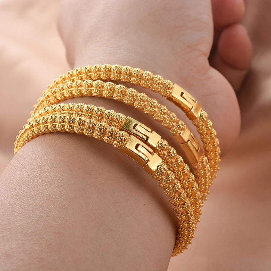 Middle East 4 pieces/batch of copper openable bracelets, Dubai women's fashion jewelry, Ethiopian bride wedding gift ﻿