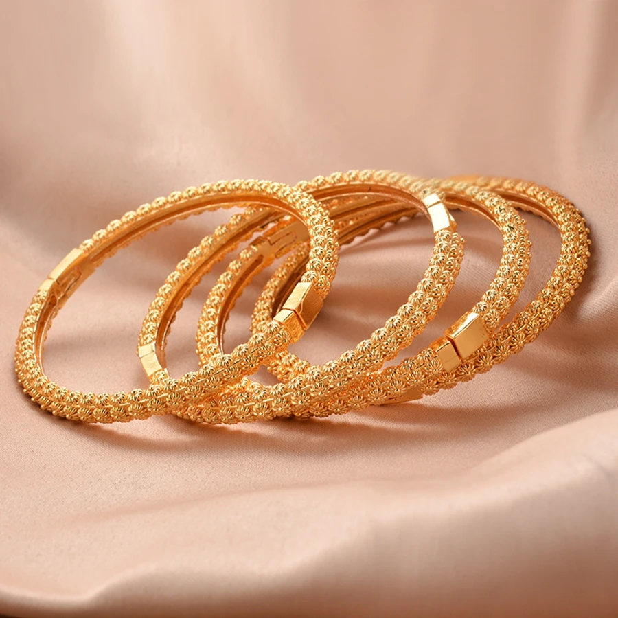Middle East 4 pieces/batch of copper openable bracelets, Dubai women's fashion jewelry, Ethiopian bride wedding gift ﻿