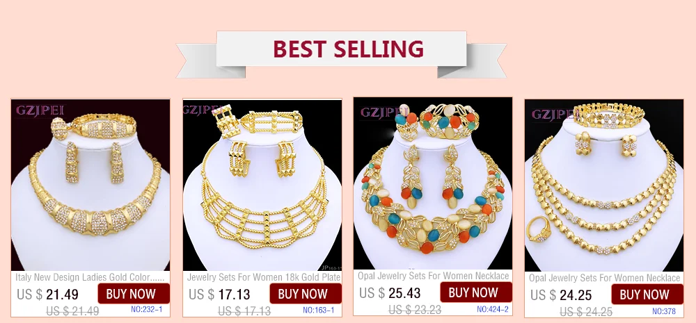 Women Necklaces Earrings Ring Bracelet 4Pcs Jewelry Set Classic Design Dubai Nigeria Jewelry 22K Gold Plated Trending