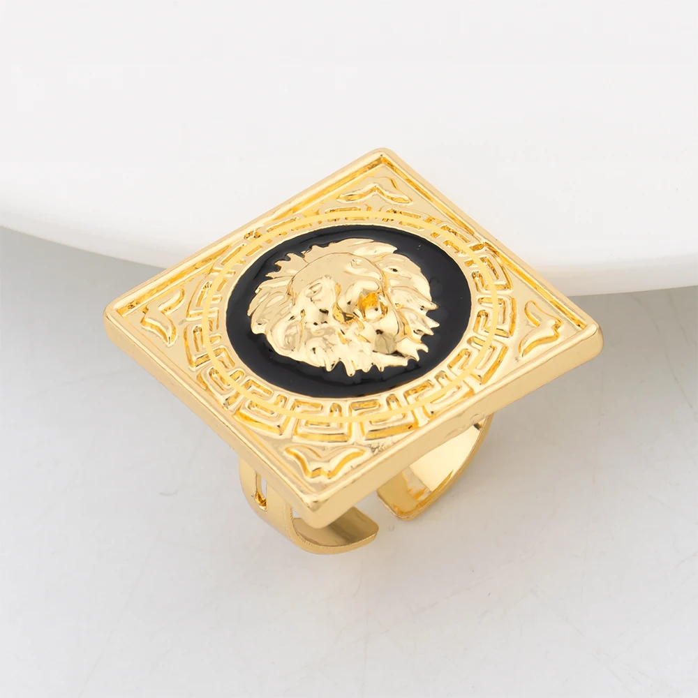 YM Necklace For Women Dubai Gold Plated Lion's Head Jewelry Sets Cuff Bangles Rings Fashion Dangle Earrings for Banquet Party