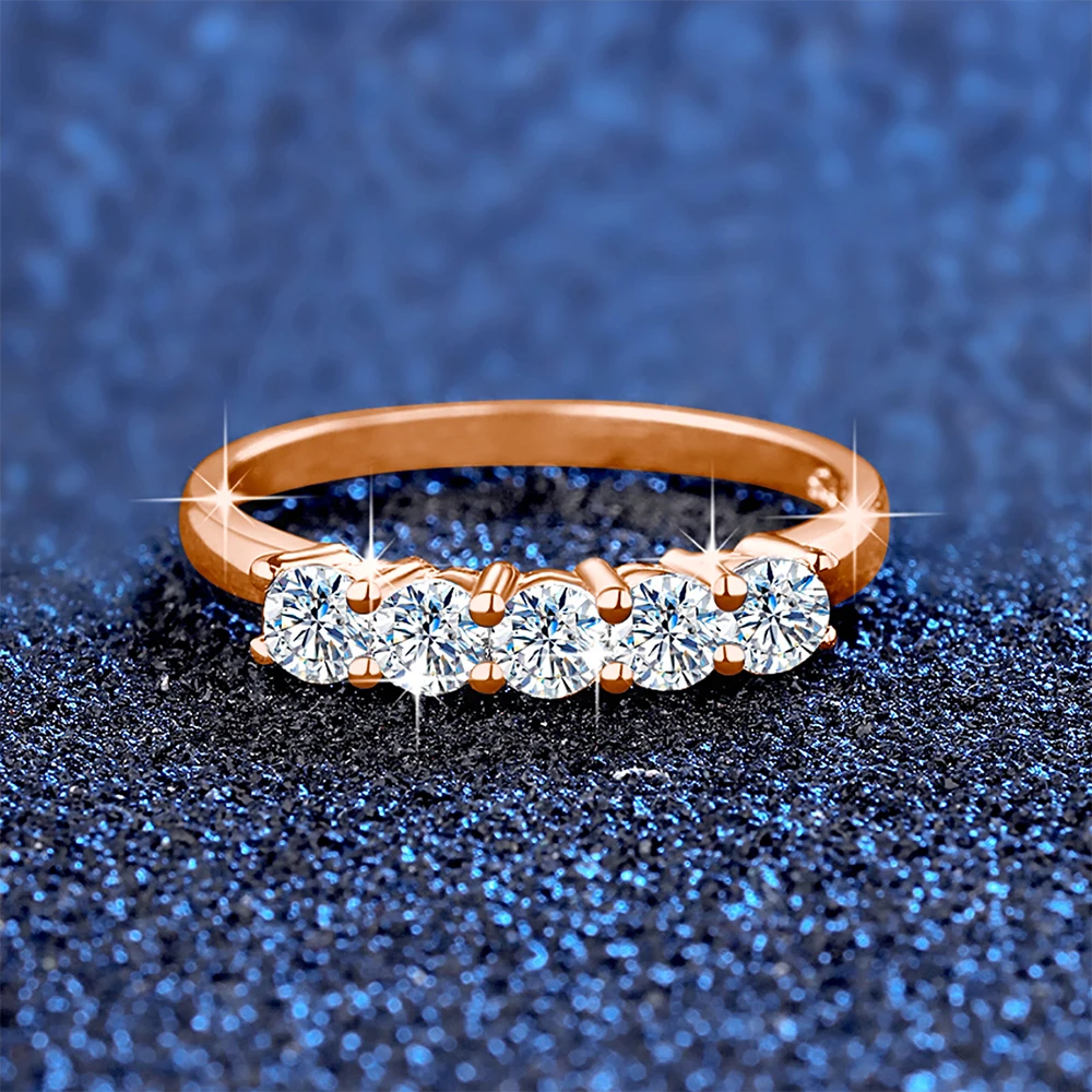 5pcs Stones Moissanite Diamond Ring for Woman Silver 925 100% Rose Gold Plated Fine Jewelry with Certified Engagement Gifts 5pcs Stones Moissanite Diamond Ring for Woman Silver 925 100% Rose Gold Plated Fine Jewelry with Certified Engagement Gifts