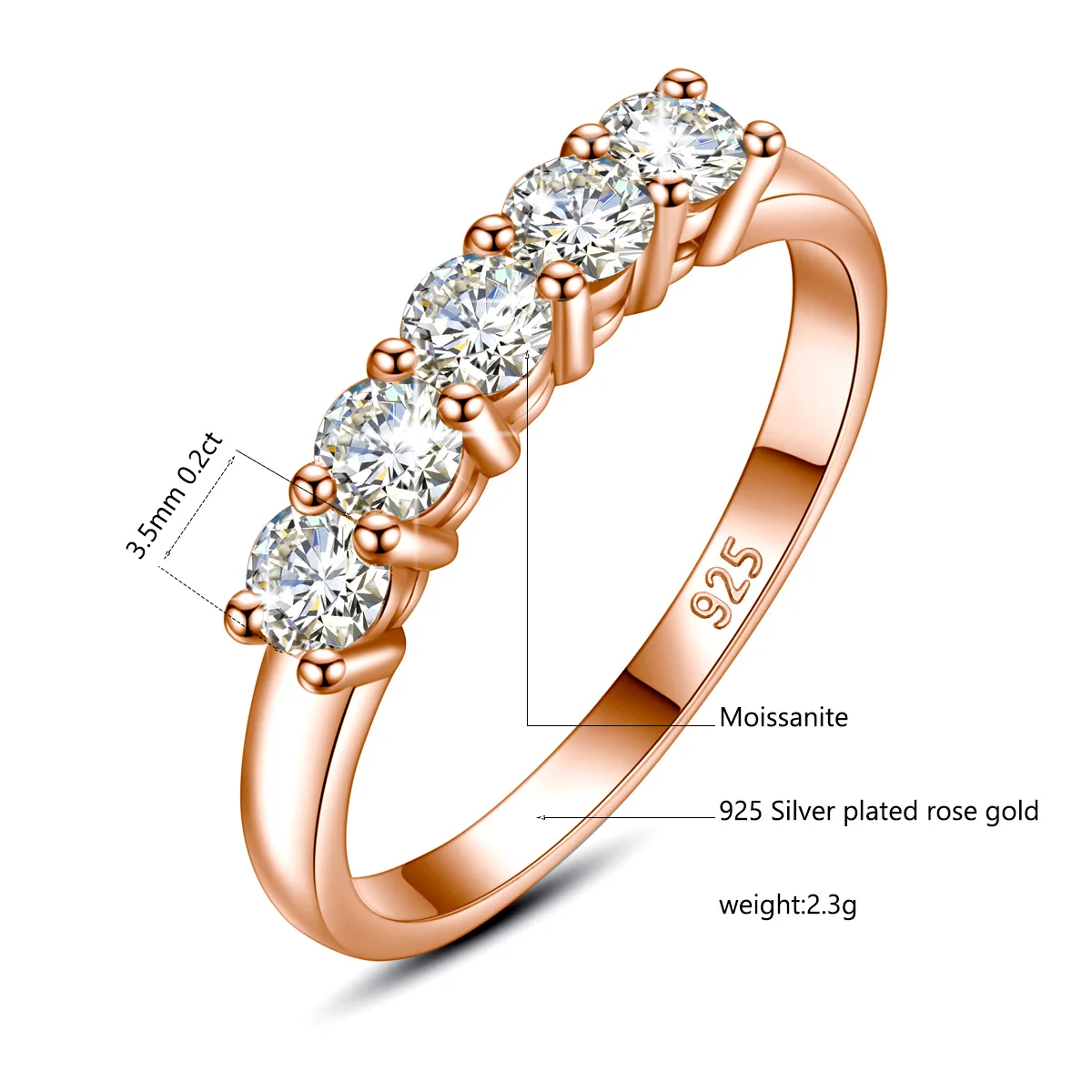 5pcs Stones Moissanite Diamond Ring for Woman Silver 925 100% Rose Gold Plated Fine Jewelry with Certified Engagement Gifts 5pcs Stones Moissanite Diamond Ring for Woman Silver 925 100% Rose Gold Plated Fine Jewelry with Certified Engagement Gifts