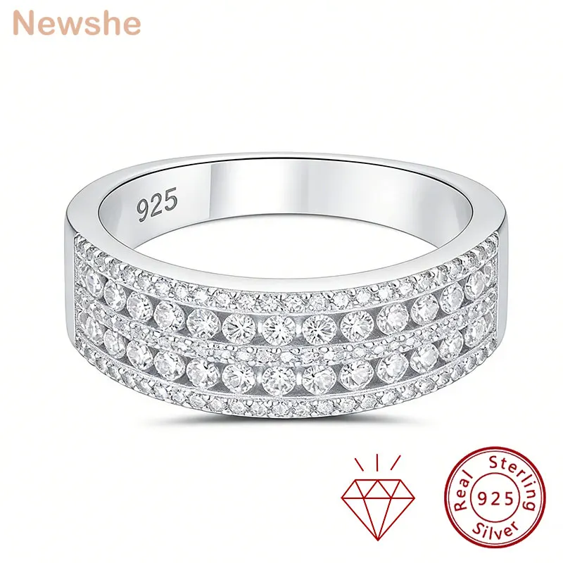 Newshe Certified Moissanite Rings Wedding Band for Women 925 Sterling Silver Promise Engagement Ring D Color VVS1 Fine Jewelry