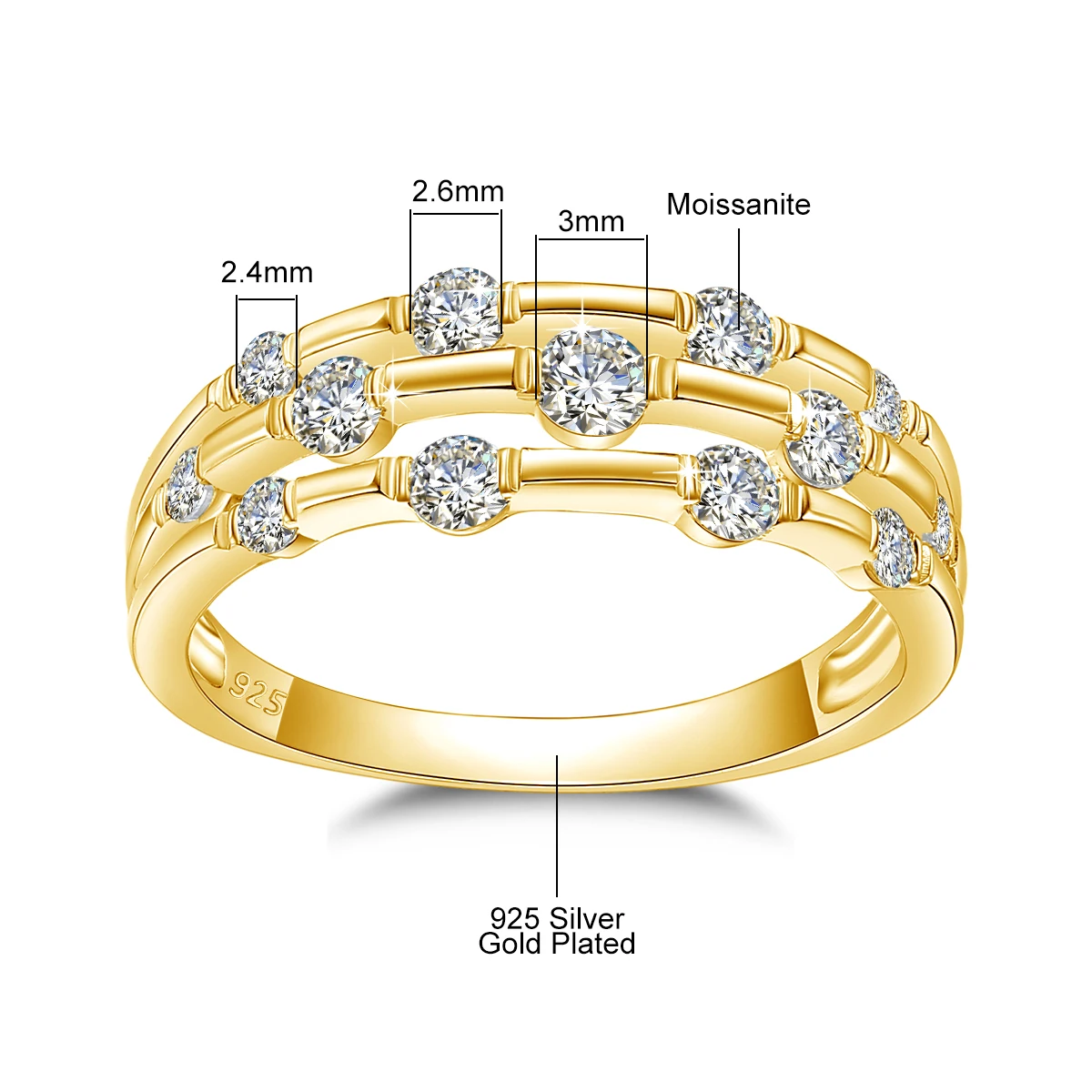 Certificated Moissanite Rings For Women Solid 925 Sterling Silver Eternity Band Wedding Jewelry Gift For Girl Pass Diamond Test