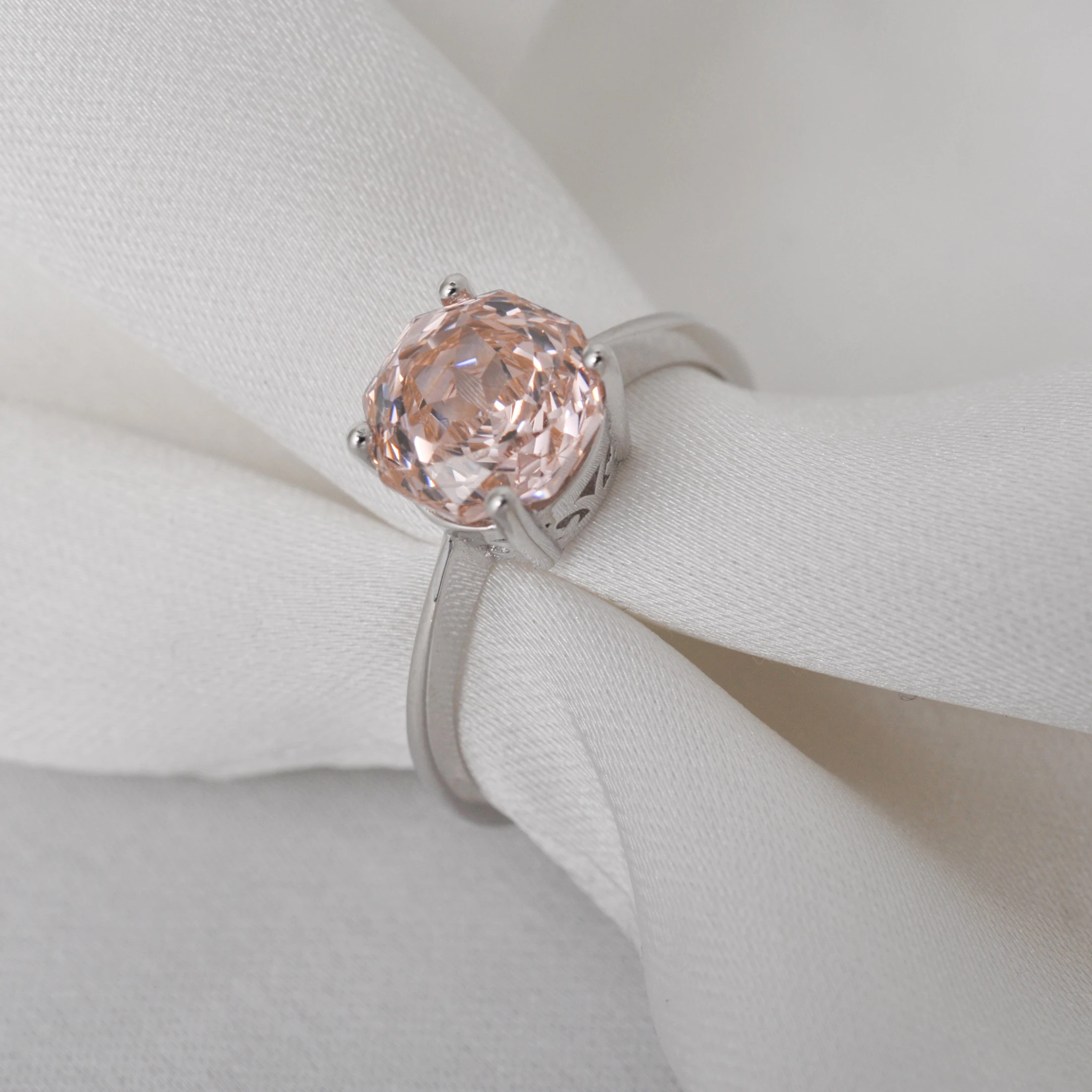 Potiy 2ct Octagon Rose Cut Morganite Pink Cubic Zirconia Solitaire Ring, 925 Sterling Silver Jewelry Gift for Women with Potiy 2ct Octagon Rose Cut Morganite Pink Cubic Zirconia Solitaire Ring, 925 Sterling Silver Jewelry Gift for Women with
