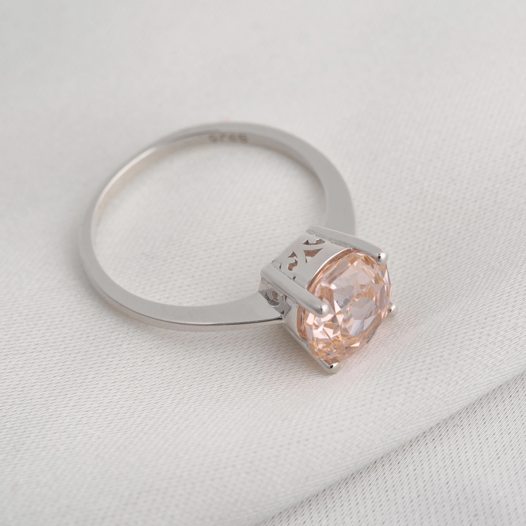 Potiy 2ct Octagon Rose Cut Morganite Pink Cubic Zirconia Solitaire Ring, 925 Sterling Silver Jewelry Gift for Women with Potiy 2ct Octagon Rose Cut Morganite Pink Cubic Zirconia Solitaire Ring, 925 Sterling Silver Jewelry Gift for Women with