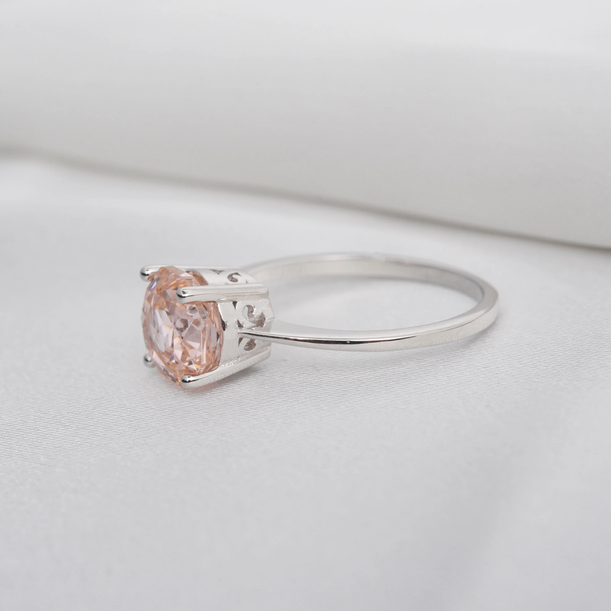 Potiy 2ct Octagon Rose Cut Morganite Pink Cubic Zirconia Solitaire Ring, 925 Sterling Silver Jewelry Gift for Women with Potiy 2ct Octagon Rose Cut Morganite Pink Cubic Zirconia Solitaire Ring, 925 Sterling Silver Jewelry Gift for Women with