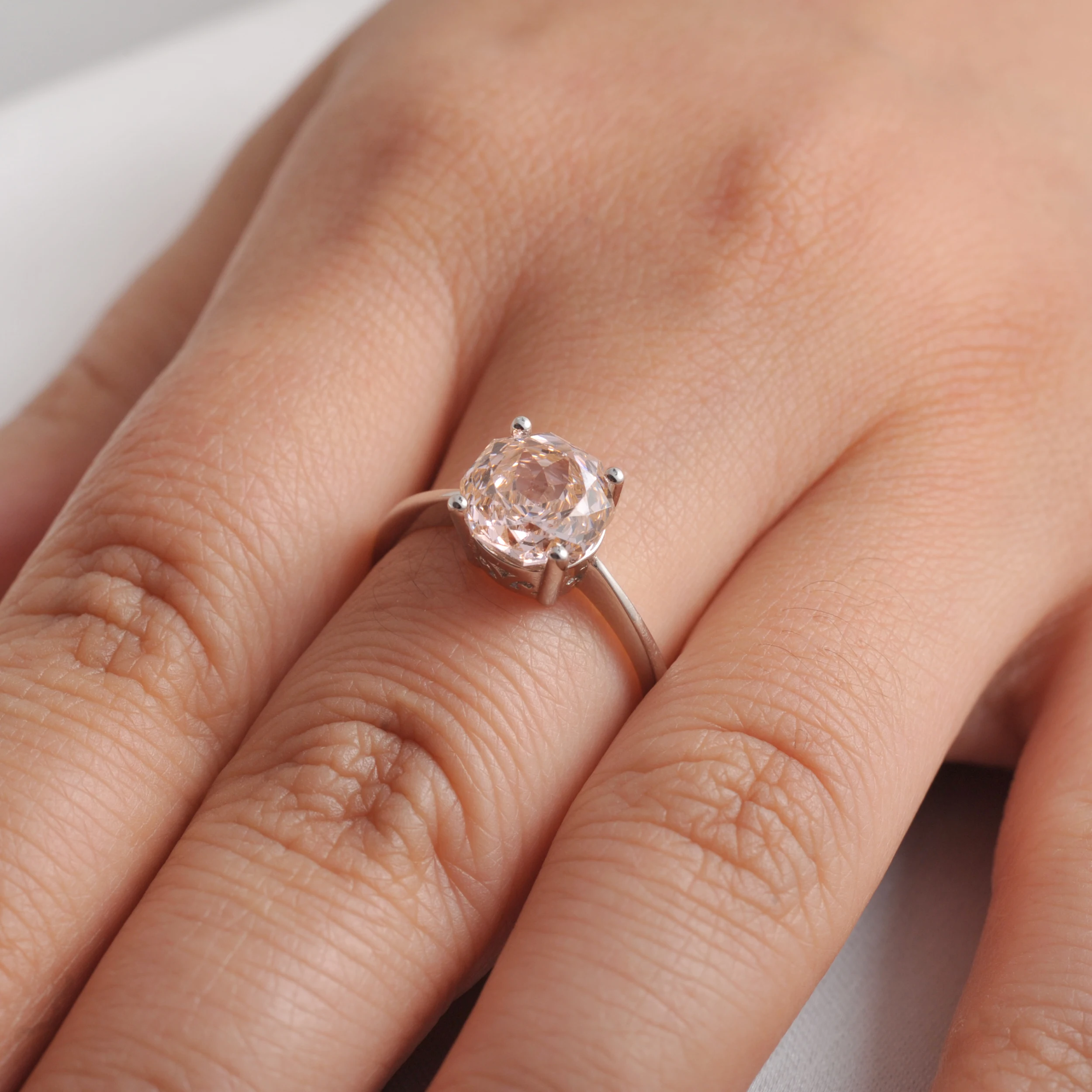 Potiy 2ct Octagon Rose Cut Morganite Pink Cubic Zirconia Solitaire Ring, 925 Sterling Silver Jewelry Gift for Women with Potiy 2ct Octagon Rose Cut Morganite Pink Cubic Zirconia Solitaire Ring, 925 Sterling Silver Jewelry Gift for Women with