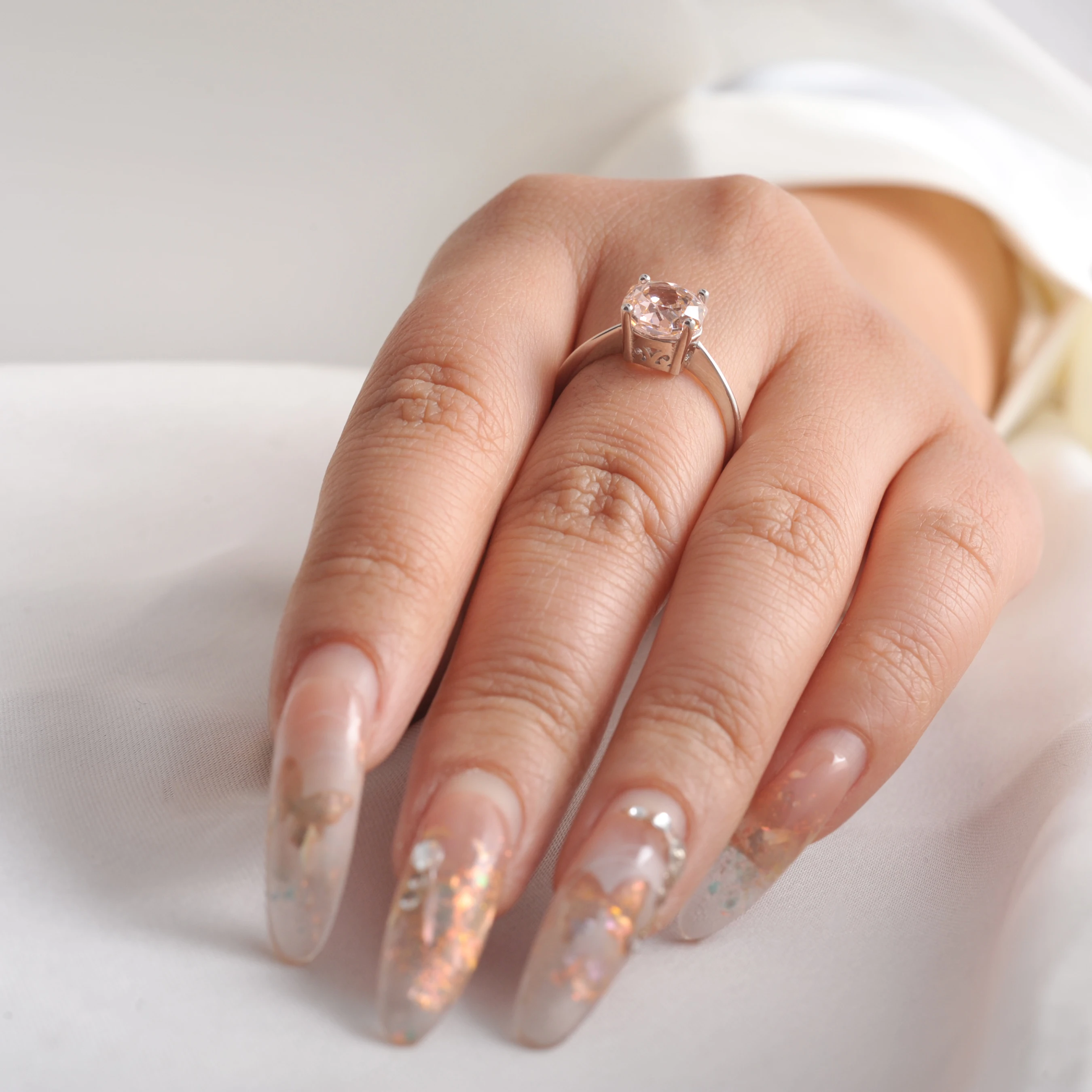 Potiy 2ct Octagon Rose Cut Morganite Pink Cubic Zirconia Solitaire Ring, 925 Sterling Silver Jewelry Gift for Women with Potiy 2ct Octagon Rose Cut Morganite Pink Cubic Zirconia Solitaire Ring, 925 Sterling Silver Jewelry Gift for Women with