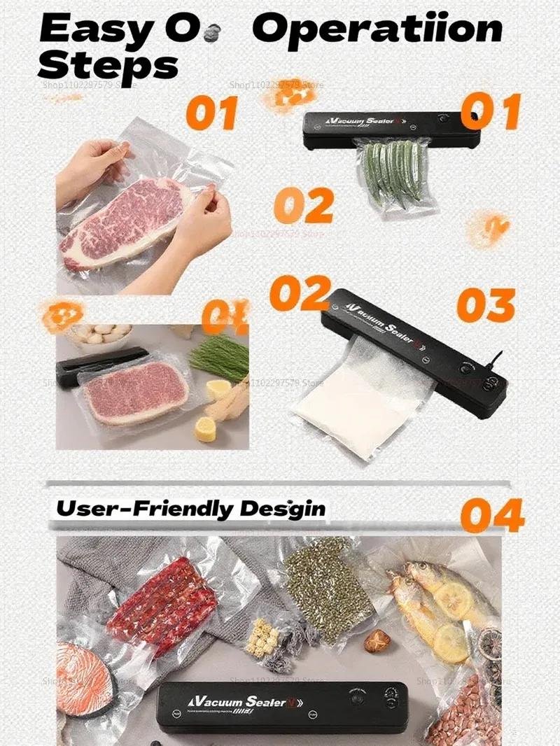 NEW Automatic Food Vacuum Sealer Machine with Portable Vacuum Bags Kitchen Food Saver 220V for Freshness Preservation 2025