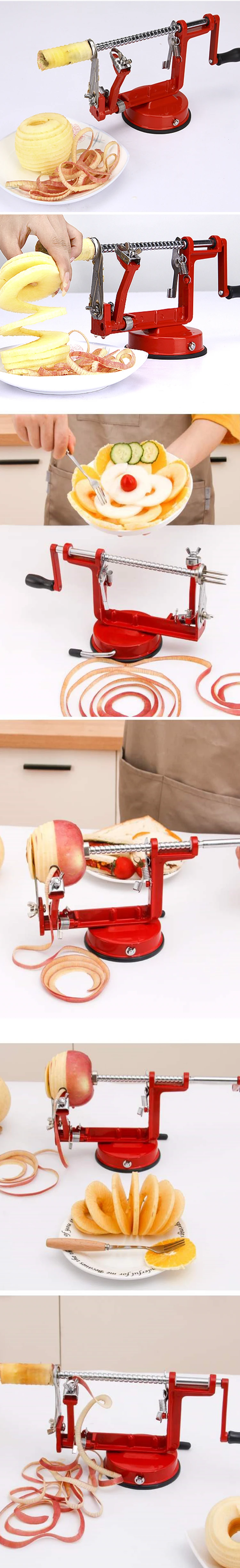 Apple Peeler 3 in 1 Stainless Steel Core Slice Cutter Hand-cranked Fruit Peeler Slicing Tools Kitchen Apple Slicer Corer Cutter
