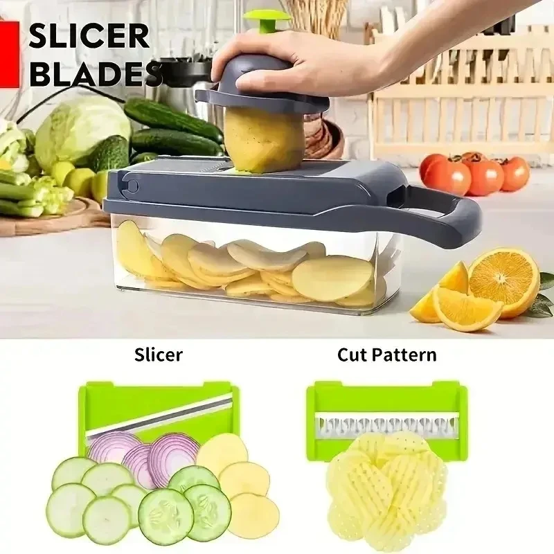 14 in 1 Multifunctional Vegetable Chopper Food Chopper Grate Food Handle Vegetable Slicer Dicer Cut Kitchen Items cocina