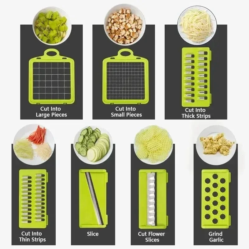 14 in 1 Multifunctional Vegetable Chopper Food Chopper Grate Food Handle Vegetable Slicer Dicer Cut Kitchen Items cocina