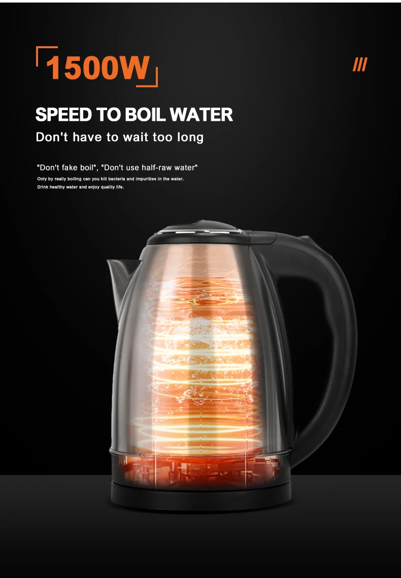 JFBONIN Stainless Steel Electric Kettle 1.8L 220V Silver Black Base Separation Desion Rust-resistant Durable for Home Travel JFBONIN Stainless Steel Electric Kettle 1.8L 220V Silver Black Base Separation Desion Rust-resistant Durable for Home Travel