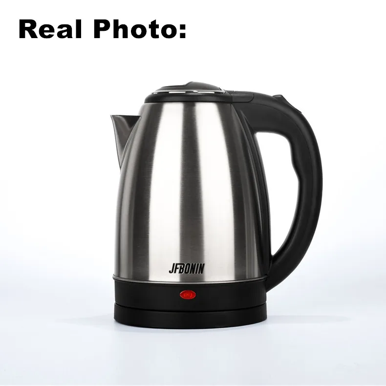 JFBONIN Stainless Steel Electric Kettle 1.8L 220V Silver Black Base Separation Desion Rust-resistant Durable for Home Travel JFBONIN Stainless Steel Electric Kettle 1.8L 220V Silver Black Base Separation Desion Rust-resistant Durable for Home Travel