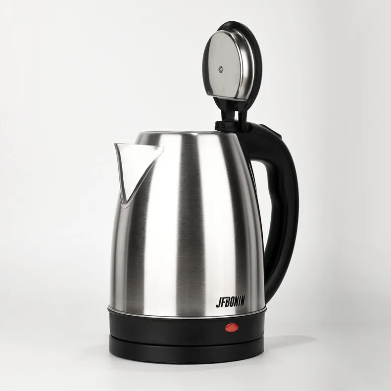 JFBONIN Stainless Steel Electric Kettle 1.8L 220V Silver Black Base Separation Desion Rust-resistant Durable for Home Travel JFBONIN Stainless Steel Electric Kettle 1.8L 220V Silver Black Base Separation Desion Rust-resistant Durable for Home Travel