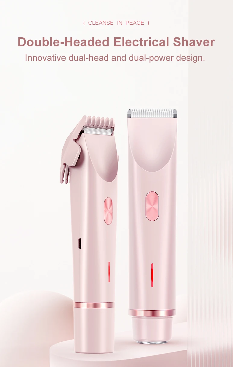 2 In 1 Women Electric Razors Bikini Trimmer Face Shavers Hair Removal for Underarms Legs Lady Body Trimmer Waterproof Painless
