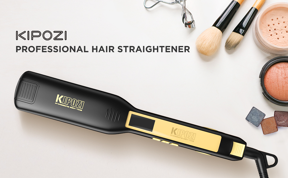 KIPOZI Professional Titanium Flat Iron Hair Straightener with Digital LCD Display Dual Voltage Instant Heating Curling Iron KIPOZI Professional Titanium Flat Iron Hair Straightener with Digital LCD Display Dual Voltage Instant Heating Curling Iron