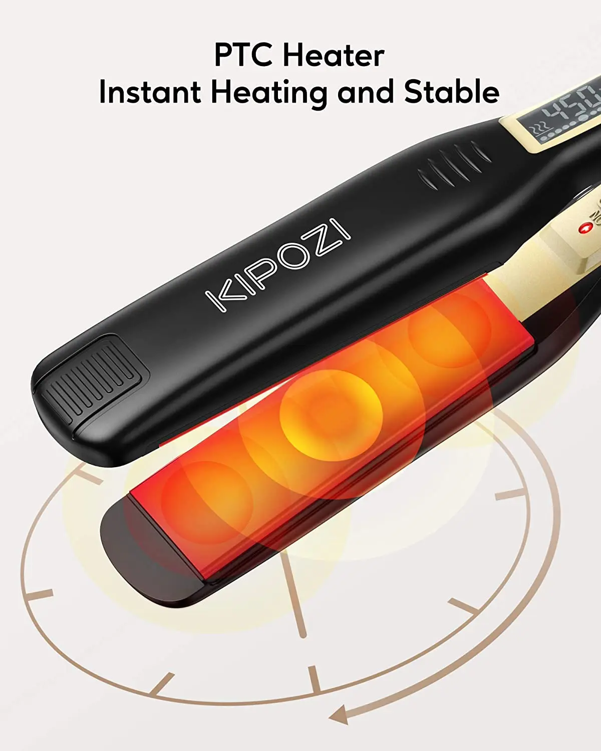 KIPOZI Professional Titanium Flat Iron Hair Straightener with Digital LCD Display Dual Voltage Instant Heating Curling Iron KIPOZI Professional Titanium Flat Iron Hair Straightener with Digital LCD Display Dual Voltage Instant Heating Curling Iron