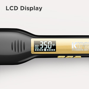 KIPOZI Professional Titanium Flat Iron Hair Straightener with Digital LCD Display Dual Voltage Instant Heating Curling Iron KIPOZI Professional Titanium Flat Iron Hair Straightener with Digital LCD Display Dual Voltage Instant Heating Curling Iron