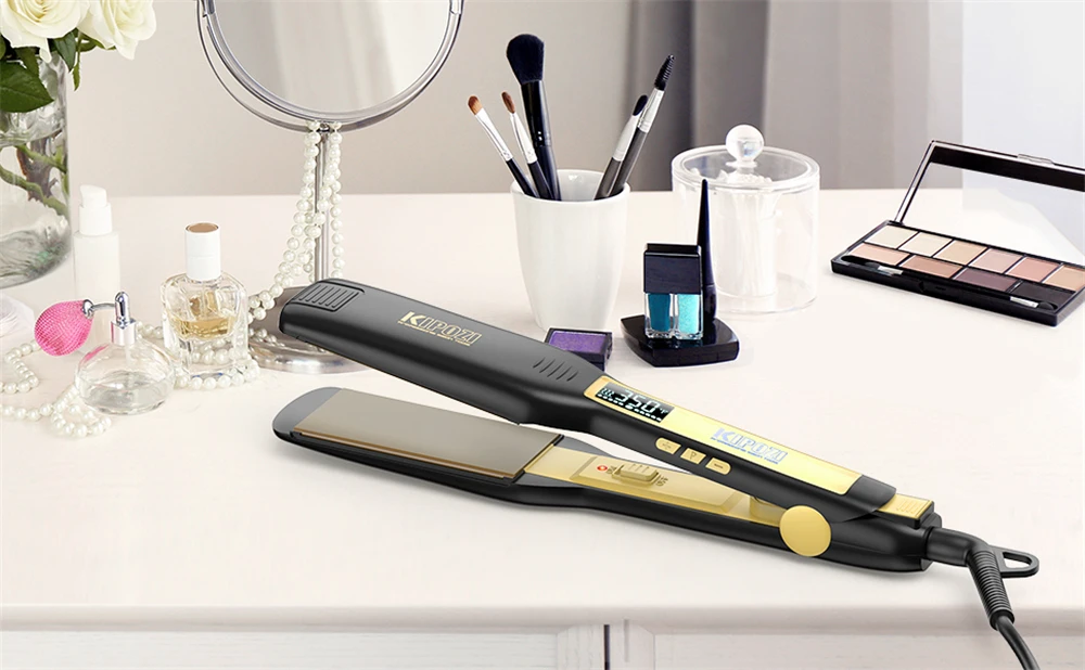 KIPOZI Professional Titanium Flat Iron Hair Straightener with Digital LCD Display Dual Voltage Instant Heating Curling Iron KIPOZI Professional Titanium Flat Iron Hair Straightener with Digital LCD Display Dual Voltage Instant Heating Curling Iron