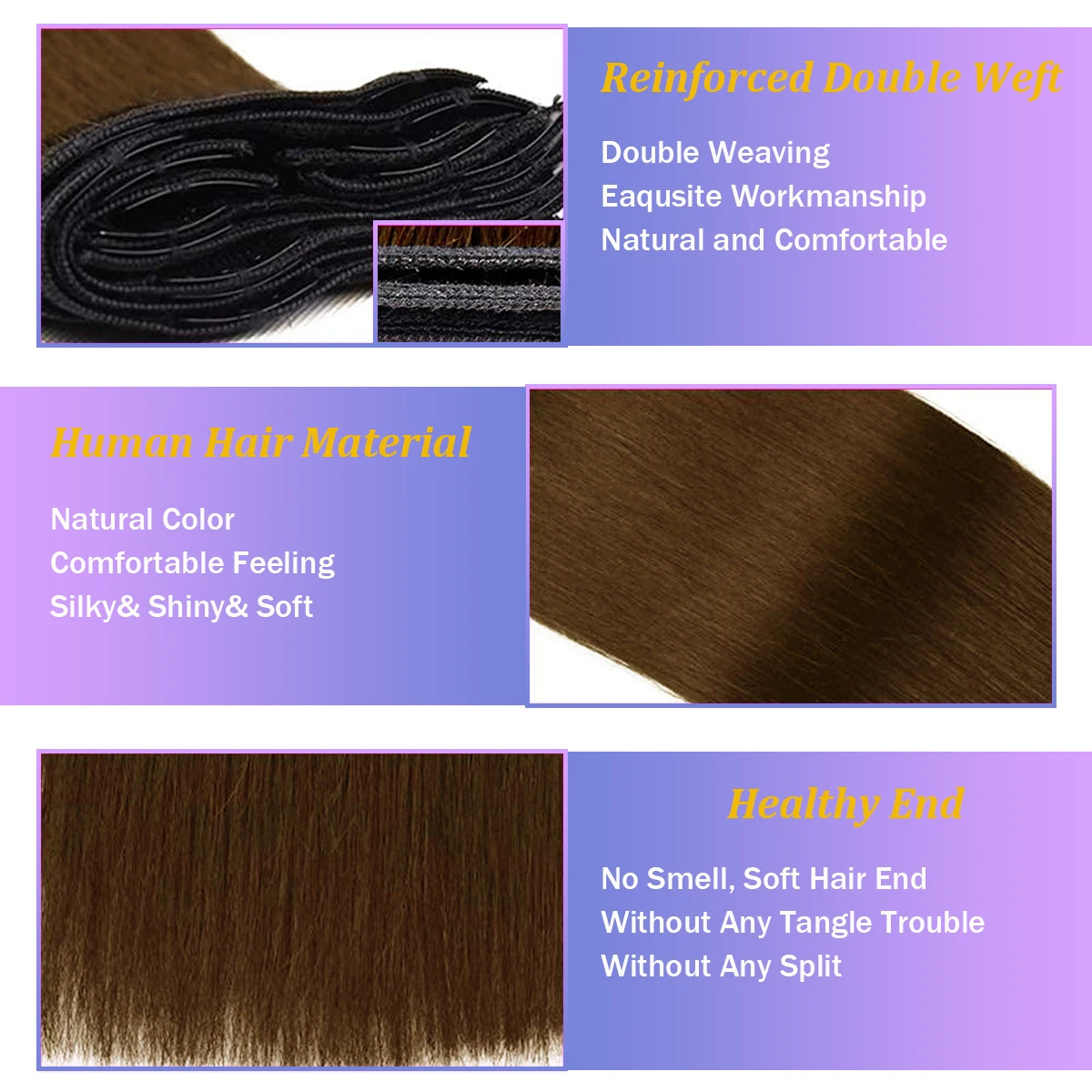 Light Brown Hair Extensions Clip In Human Hair 120G 8Pcs Clip In Human Hair Extensions Straight #6 Chestnut Brown Hair Extension