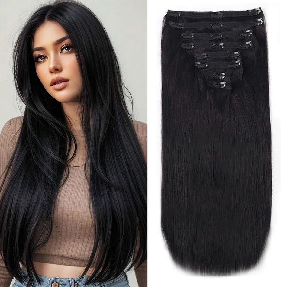Clip Ins Straight Seamless Brazilian Human Hair Extensions Natural Color Invisible Clip In Hair Extension 16-26 Inches For Women Clip Ins Straight Seamless Brazilian Human Hair Extensions Natural Color Invisible Clip In Hair Extension 16-26 Inches For Women