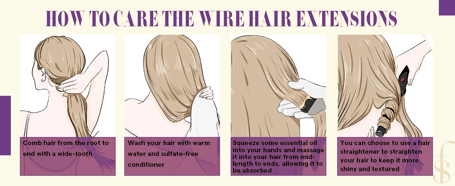 Wire Hair Extensions Straight Real Human Hair Natural Black Wire Human Hair Extensions 16-26 Inches Fish Line Clip In Extension