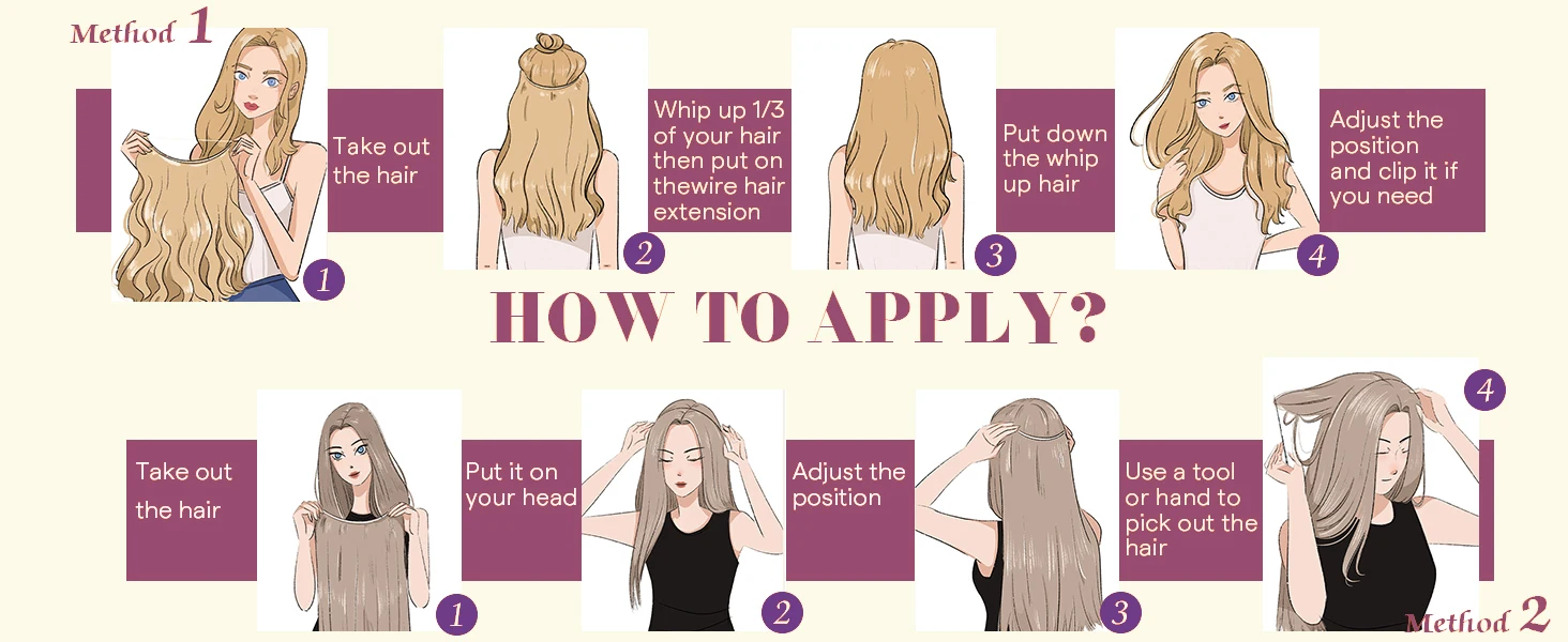 Wire Hair Extensions Straight Real Human Hair Natural Black Wire Human Hair Extensions 16-26 Inches Fish Line Clip In Extension