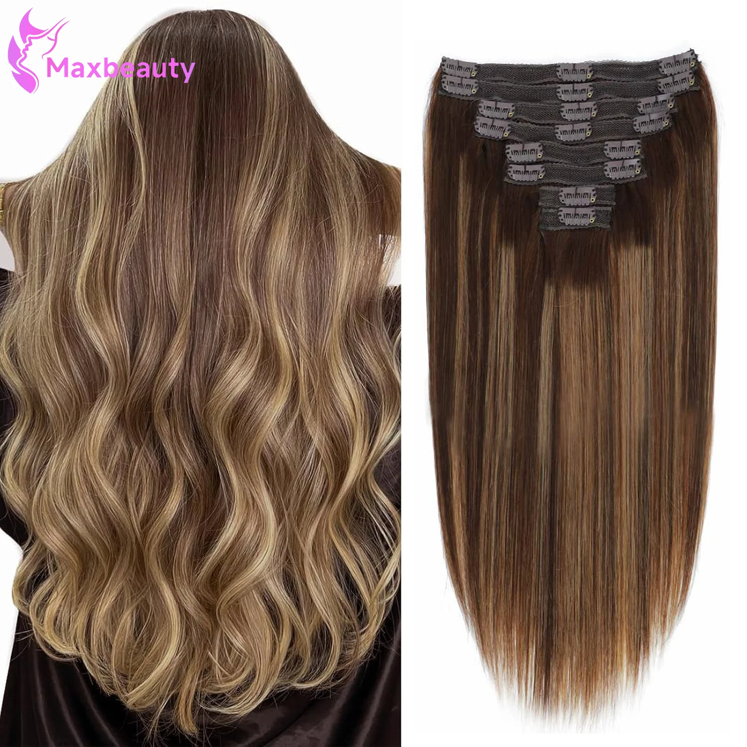 8Pcs Clip Ins 4/27 Highlight Color Straight Clip In Human Hair Extensions Brazilian Human Hair Clip In Hair Extensions 120G/Pack 8Pcs Clip Ins 4/27 Highlight Color Straight Clip In Human Hair Extensions Brazilian Human Hair Clip In Hair Extensions 120G/Pack