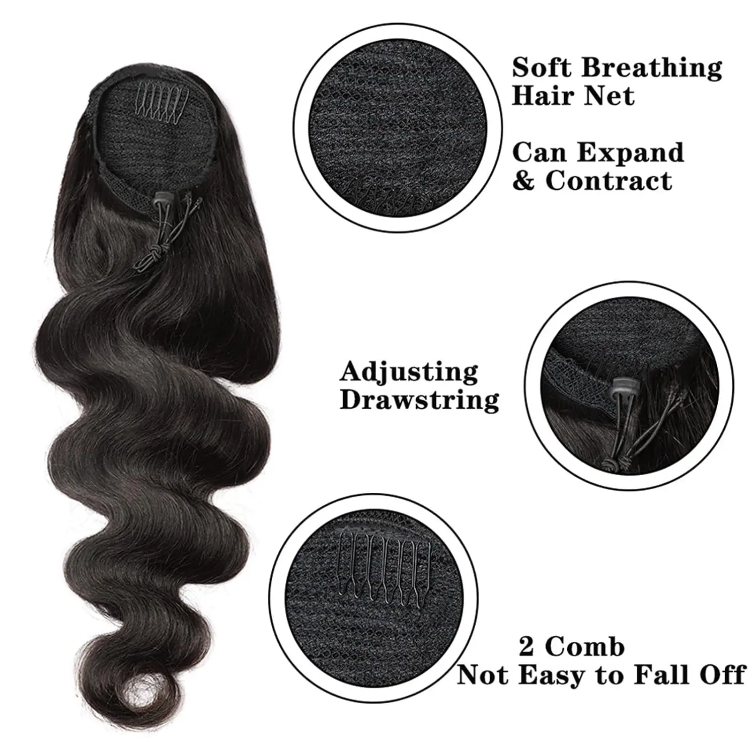 Body Wave Drawstring Ponytail Human Hair Extensions 100% Real Human Hair Brazilian Remy Clip In For Women Ponytail Natural Color Body Wave Drawstring Ponytail Human Hair Extensions 100% Real Human Hair Brazilian Remy Clip In For Women Ponytail Natural Color