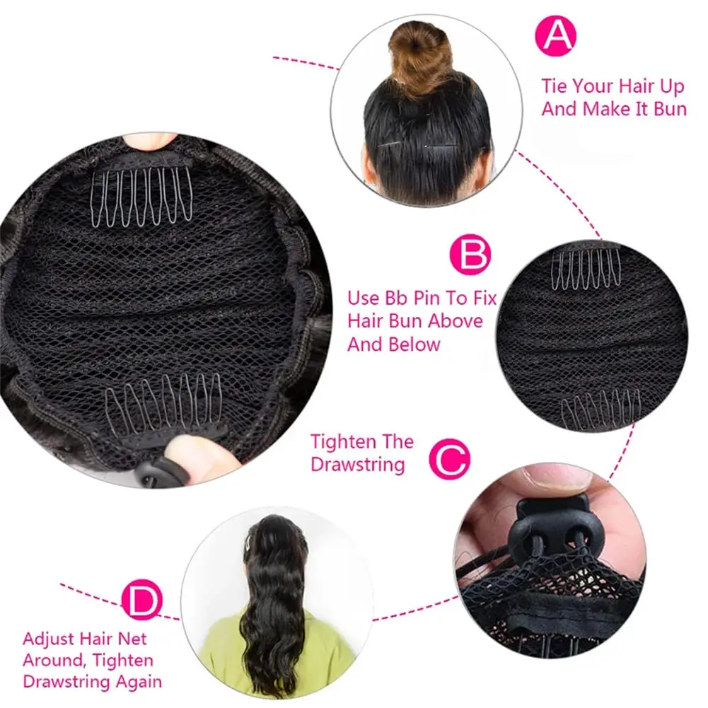 Body Wave Drawstring Ponytail Human Hair Extensions 100% Real Human Hair Brazilian Remy Clip In For Women Ponytail Natural Color Body Wave Drawstring Ponytail Human Hair Extensions 100% Real Human Hair Brazilian Remy Clip In For Women Ponytail Natural Color