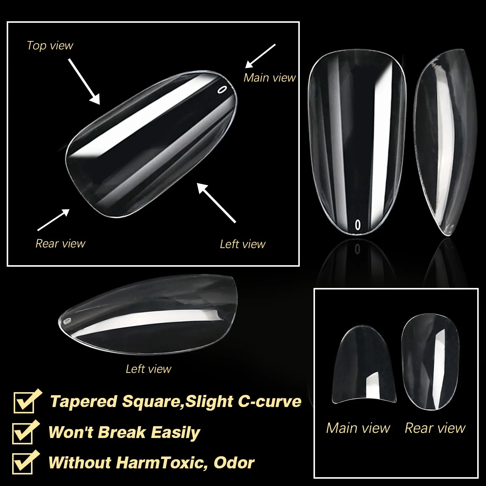 Soft Gel False Tips Box Natural Sculpted Ballet Coffin Almond Fake Nails Full Cover Premium Quality Press On Nails Nail Supplies