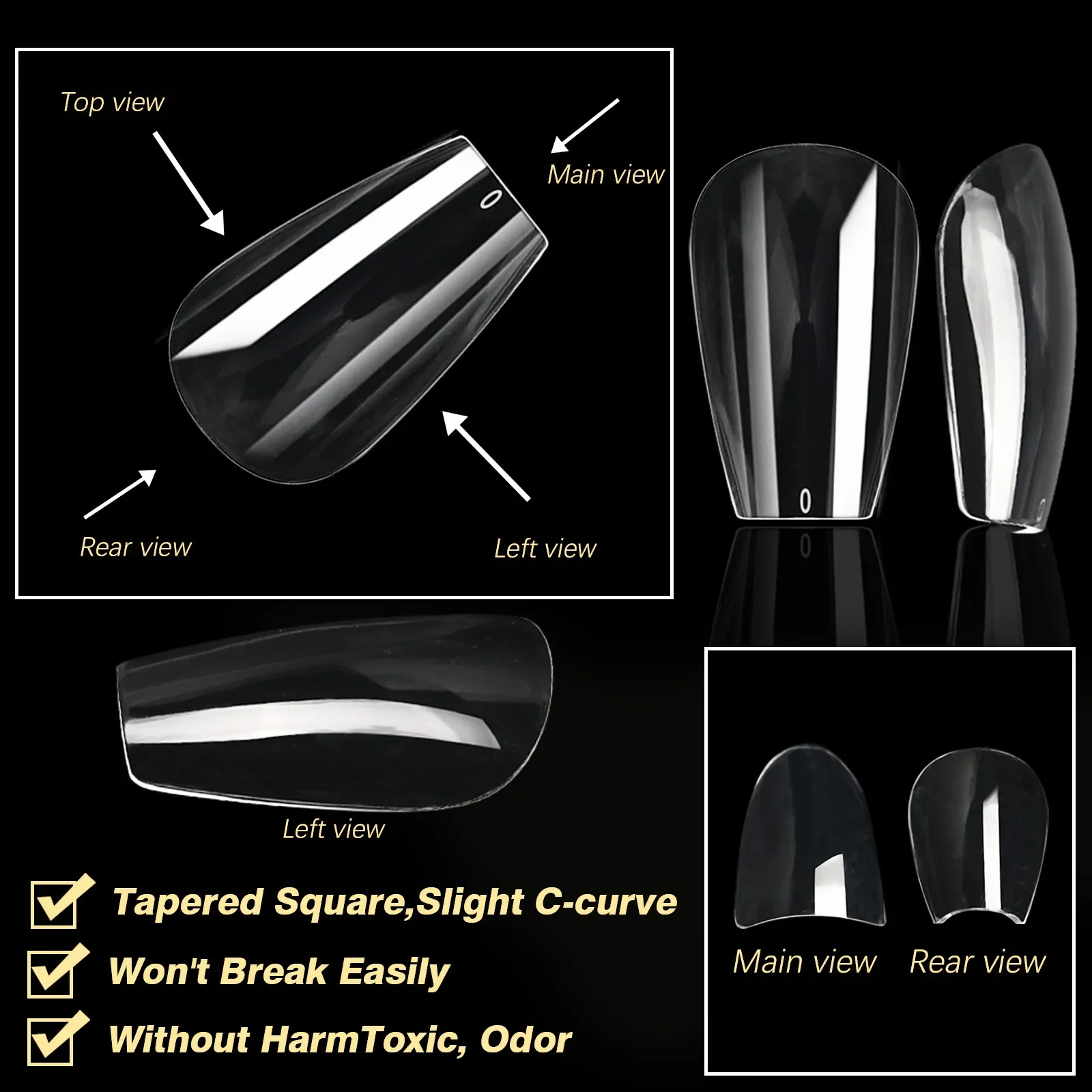 Soft Gel False Tips Box Natural Sculpted Ballet Coffin Almond Fake Nails Full Cover Premium Quality Press On Nails Nail Supplies