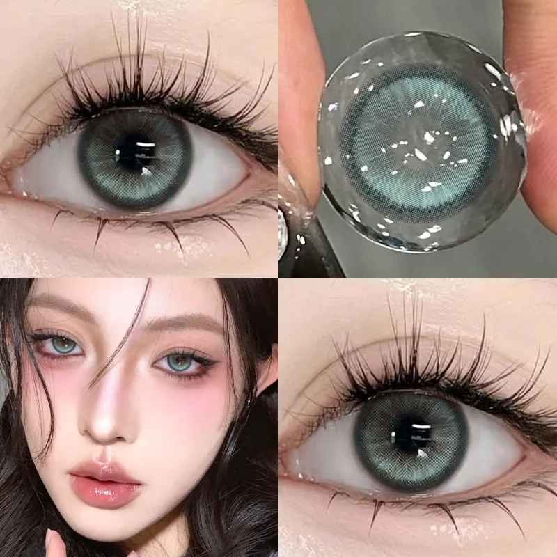 DUOXIU 1Pair Year Natural Brown Green Eye Color Contact Lenses Big Eye Cosmetic Gray Pupils for Beauty And Eye Color Enhancement
