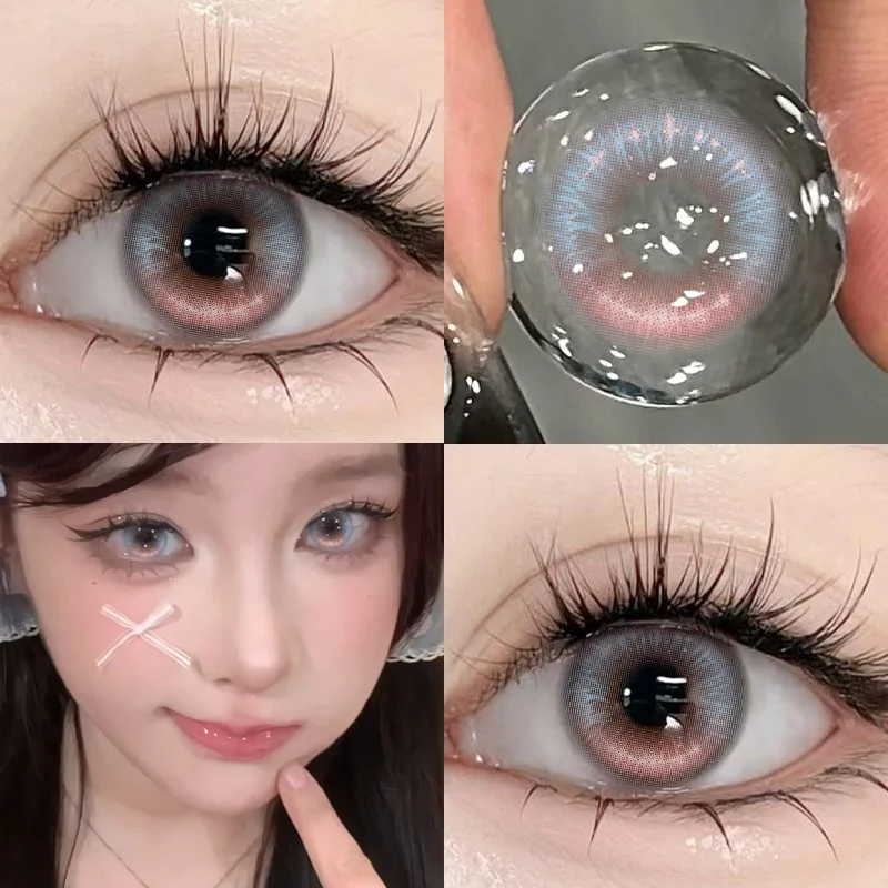 DUOXIU 1Pair Year Natural Brown Green Eye Color Contact Lenses Big Eye Cosmetic Gray Pupils for Beauty And Eye Color Enhancement