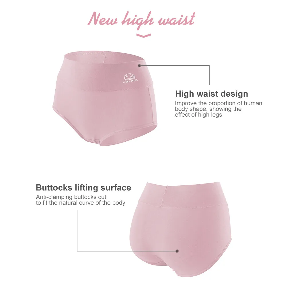 5 Pack Women's Cotton High Waisted Underwear - Tummy Control & Butt Lift, Graphene Antibacterial, Breathable Comfort, No Ride Up