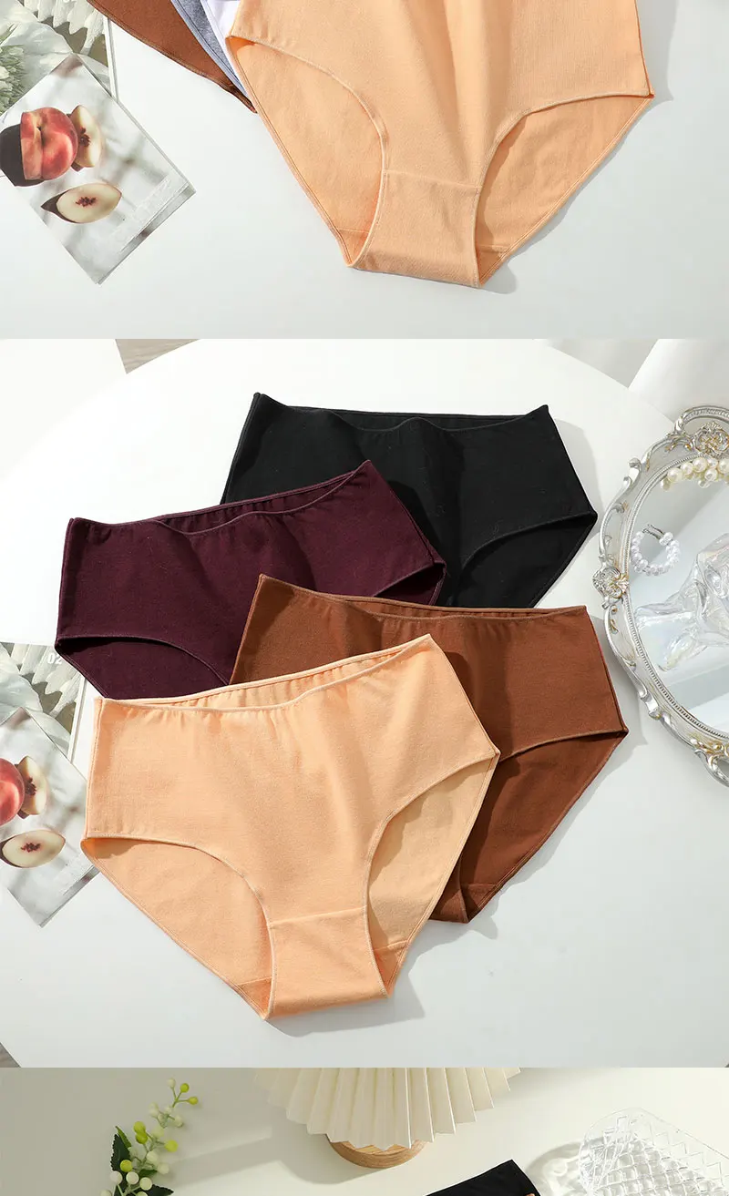 4Pcs/Set Comfort Cotton Panties Women High Waist Briefs Seamless Underwear Breathable Underpants Plus Size Panty S-2XL Intimates 4Pcs/Set Comfort Cotton Panties Women High Waist Briefs Seamless Underwear Breathable Underpants Plus Size Panty S-2XL Intimates