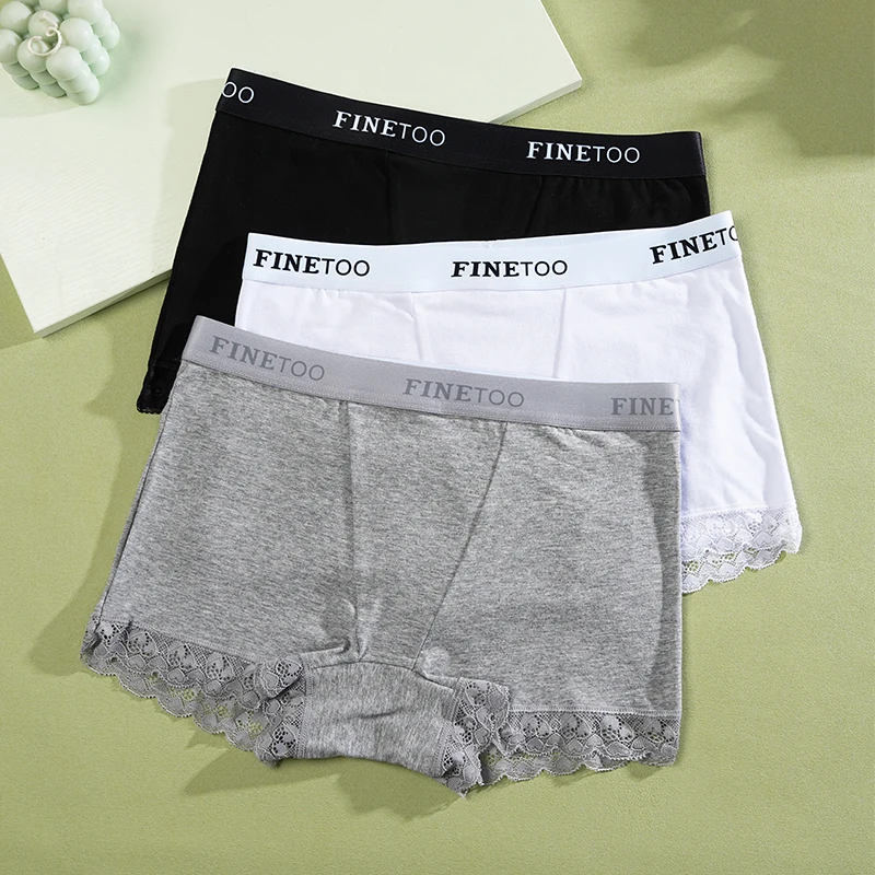 3Pcs Women’s Lace Panties Cotton boxer briefs Seamless Sports Boxers Underwear Female Briefs Lingerie Intimate Underpant S-XXL