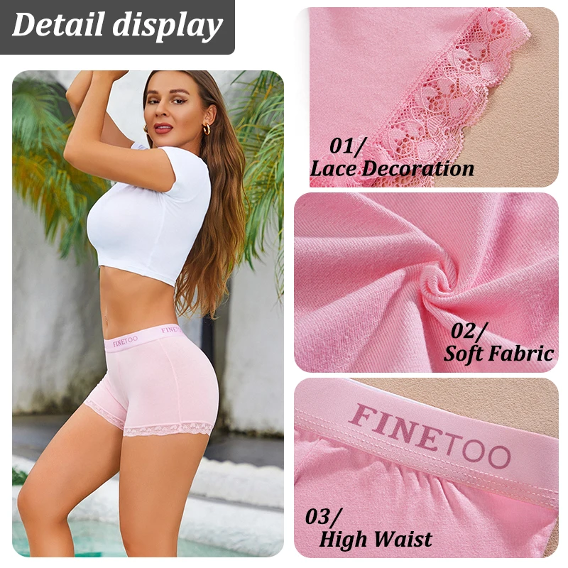 3Pcs Women’s Lace Panties Cotton boxer briefs Seamless Sports Boxers Underwear Female Briefs Lingerie Intimate Underpant S-XXL