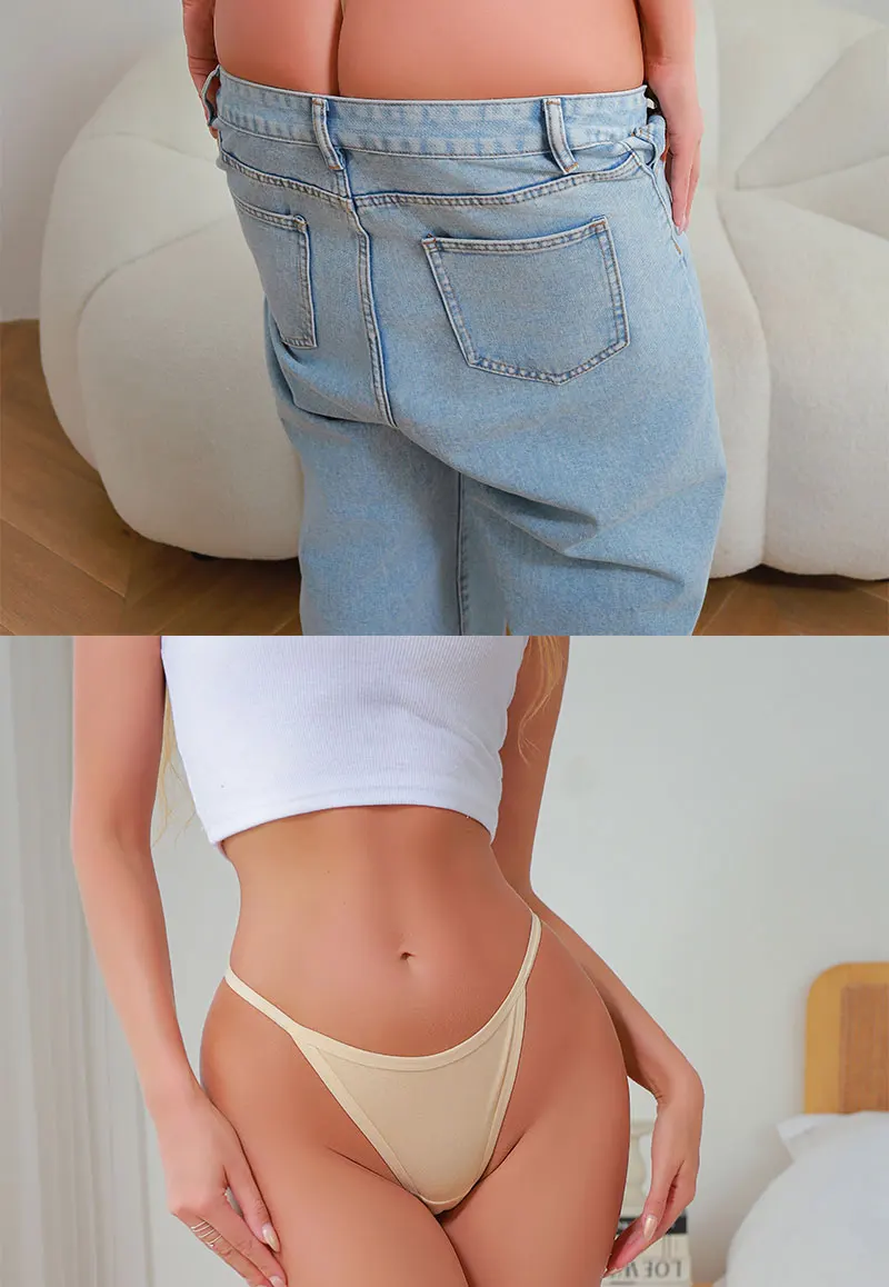 8PCS Cotton Panties Sexy G-String Women Panties Straps Underwear Female Lingerie Thong For Woman 8 Solid Color Intimate Pantys