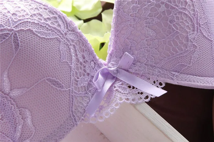 European Style Sexy Bra Set Women Cotton Underwear Sexy Lace Panties Female Push Up Brassiere Fashion Solid Color Lingerie Set