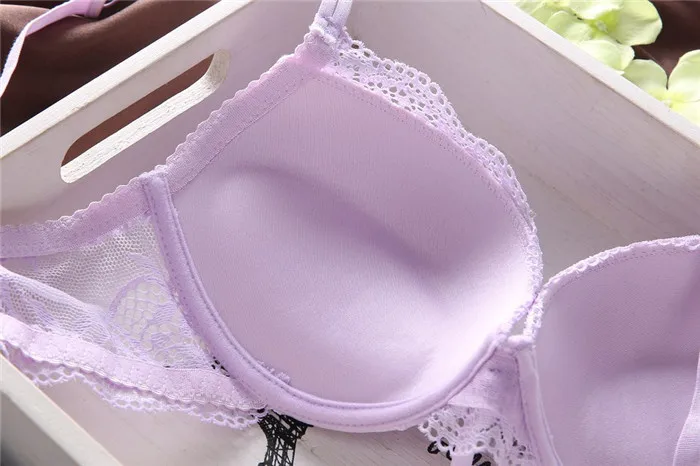 European Style Sexy Bra Set Women Cotton Underwear Sexy Lace Panties Female Push Up Brassiere Fashion Solid Color Lingerie Set